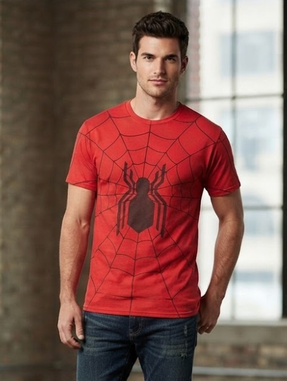marvel spider-man  red graphic tee
